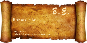 Bakos Ete névjegykártya